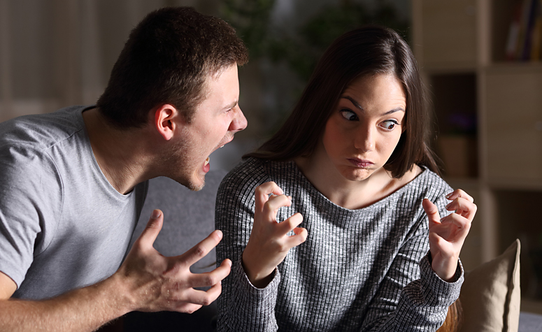Couple arguing and suffering from mood swings due to addiction