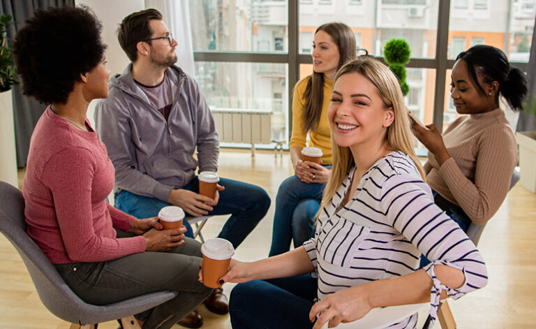 Members of AA meet up to share their experience, strength and hope in recovery