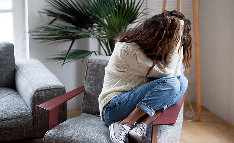 Young woman in psychological therapy at rehab center