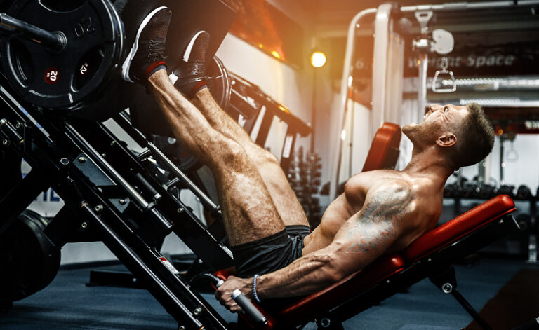 Man in pain during exercise regime suffering from exercise addiction