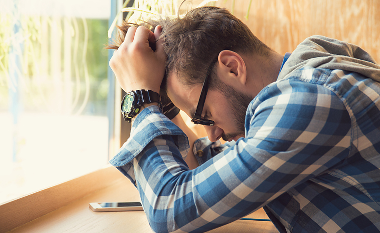 Man in treatment suffering symptoms of withdrawal from drugs