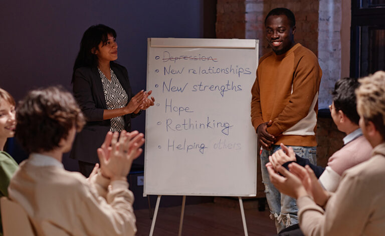 Group therapy session for the treatment of depression