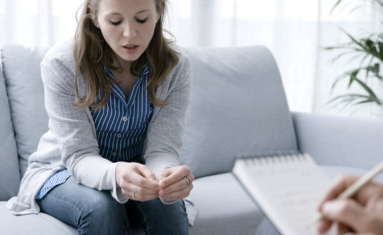 Women receiving therapy for her anxiety issues