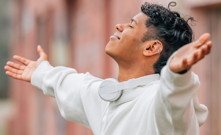 Man experiencing freedom and a new life following detox from ecstasy