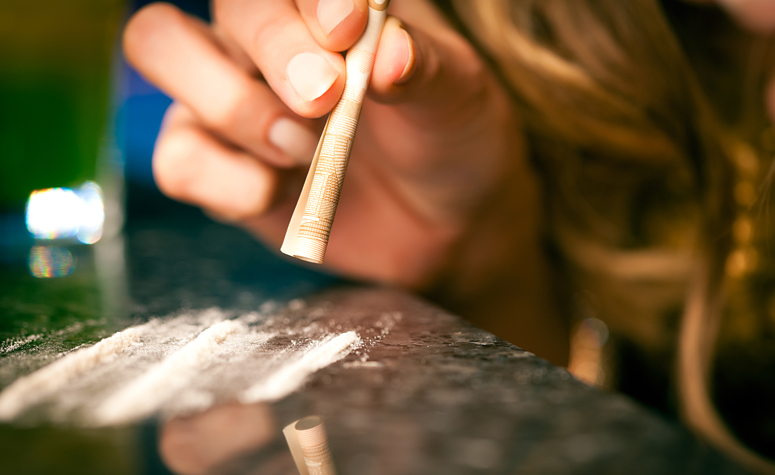 Addict snorting ketamine