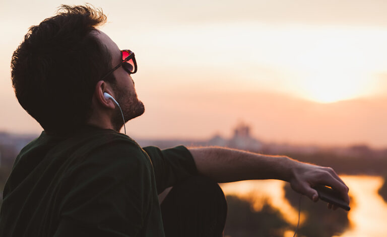 Man happy and free from addiction seeking a brighter future