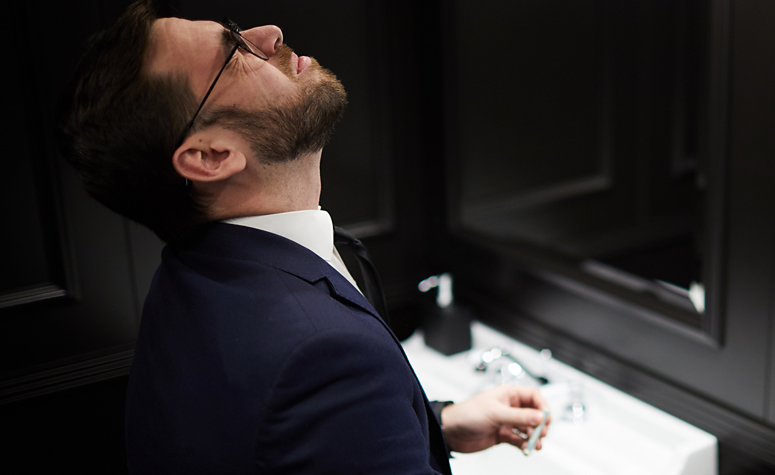 Man getting an instant hit after taking crack cocaine