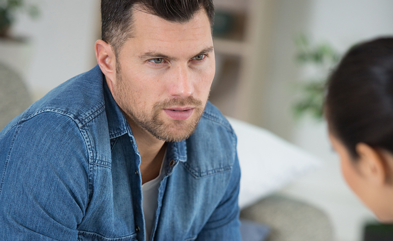 Man discussing with health professional his medical detox plan