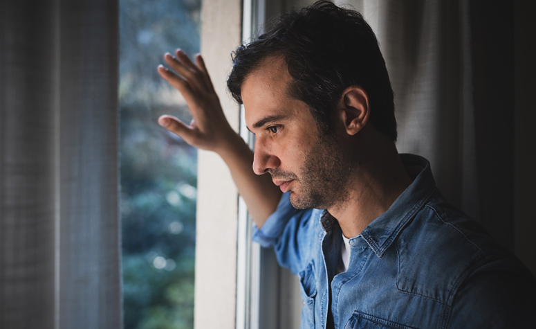 Man suffering with the effects of dry drunk syndrome