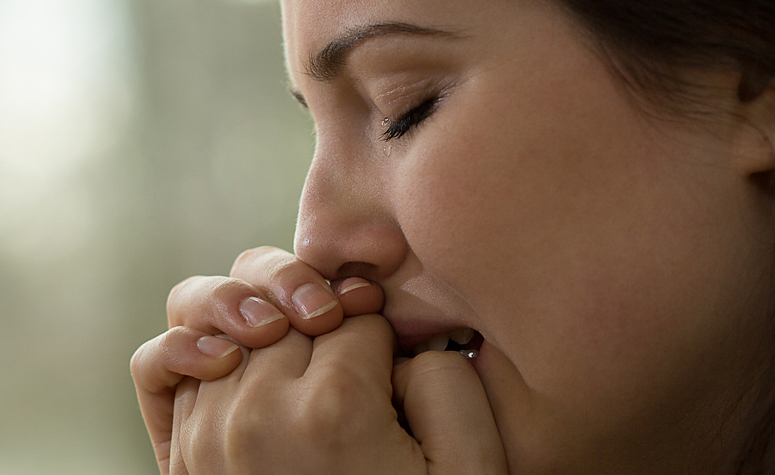 Women suffering from an anxiety attack