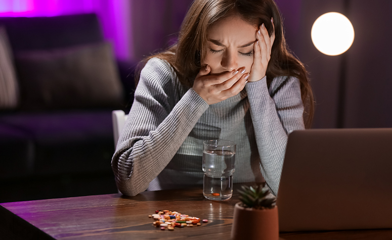 Woman struggling with an addiction to Percocet and feeling depressed
