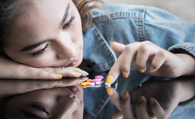 Woman struggling with her addiction to Etizolam